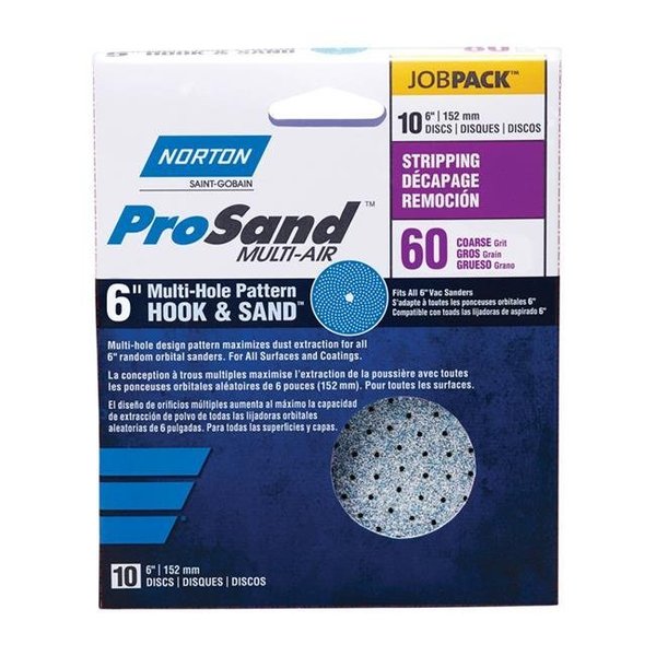 Norton Co Norton 1936848 ProSand Multi-Air Cyclonic 6 in. Ceramic Hook & Loop Sanding Disc; 60 Grit - Pack of 10 1936848